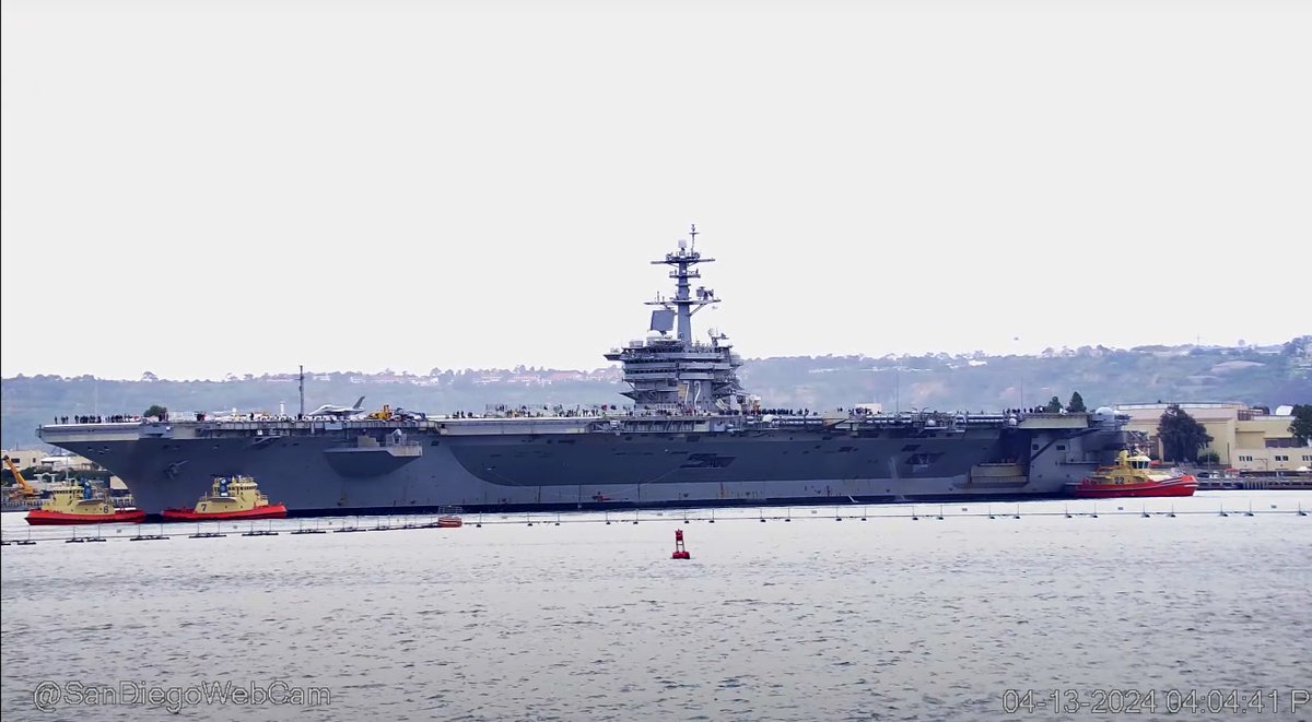 USS Abraham Lincoln (CVN 72) Nimitz-class aircraft carrier coming into San Diego after a Family Cruise - April 13, 2024 #ussabrahamlincoln #cvn72

SRC: webcam