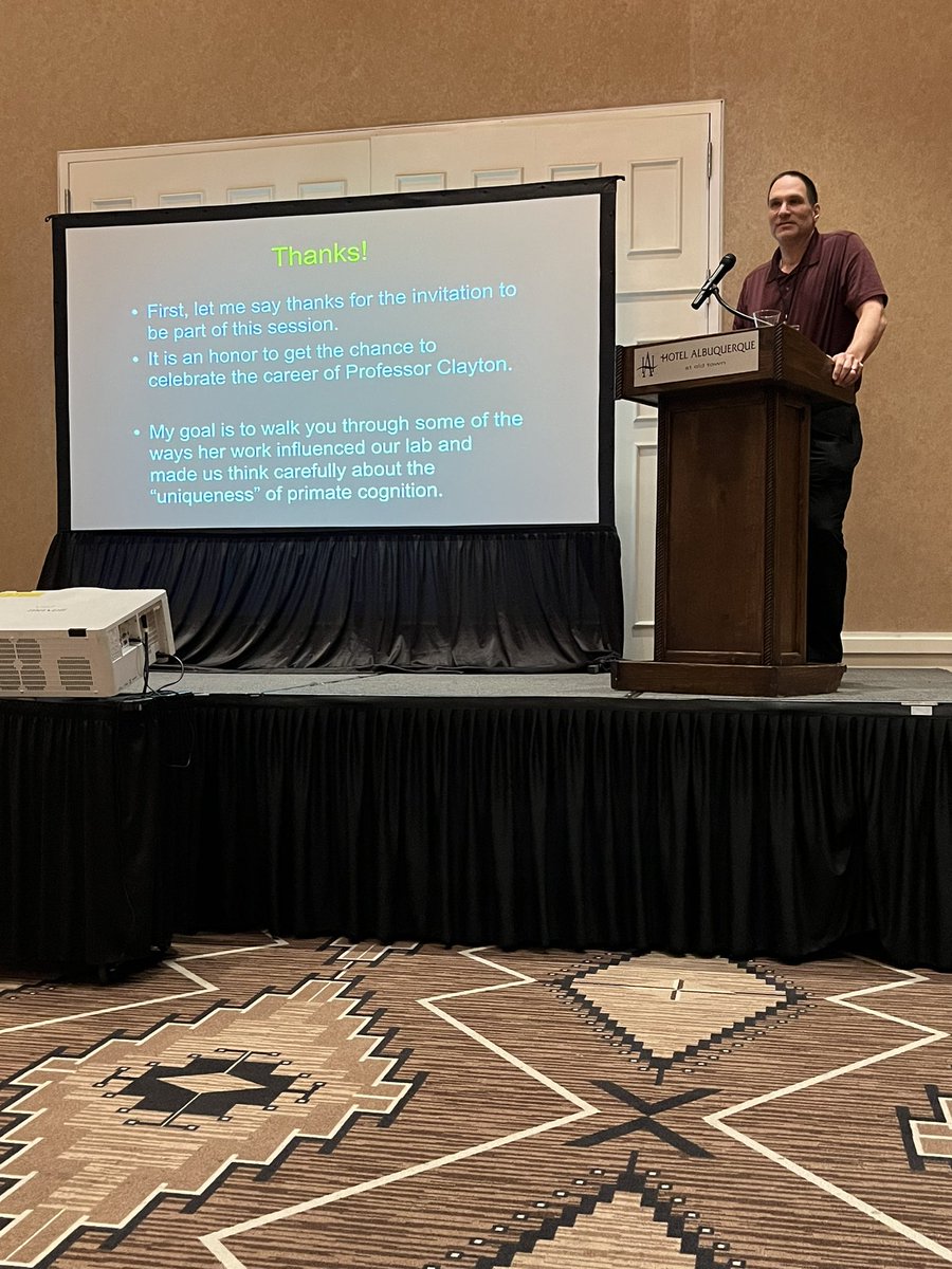 ComparativeCog's tweet photo. @PsychMikeB discusses how @nickyclayton22 work has shaped our understanding of #AnimalMinds. From #ProspectiveMemory, #Metacognition, &amp; #SelfControl across different species, her work has highlighted the rich diversity of cognitive abilities beyond #NonhumanPrimates #CO3_2024 https://t.co/oEQzbNLGNr