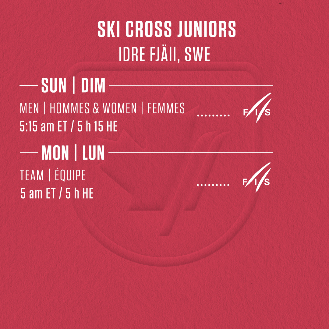 Encouragez l’équipe 🇨🇦 des Mondiaux juniors de ski cross avec nous DEMAIN MATIN! Les courses commencent à 5 h 15 HE, avec une épreuve par équipes commençant à 5 h HE lundi pour clôturer les championnats. Allez, Allez! 😤 💻 bit.ly/3Uh7sJp