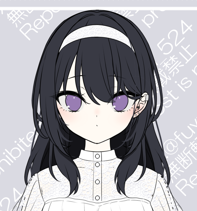 1girl solo long hair looking at viewer blush black hair closed mouth  illustration images