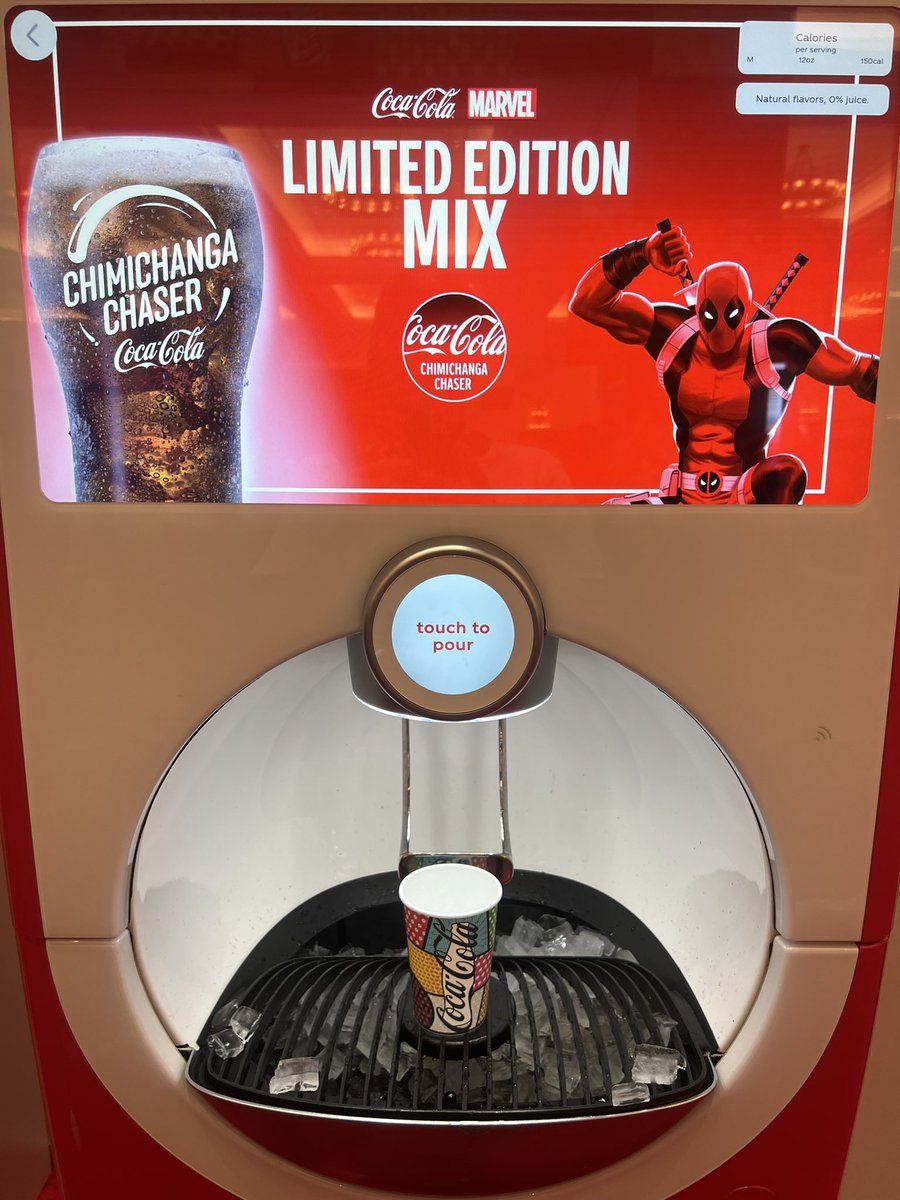 MDPitchblackout's tweet photo. Non-Dew related:I’m loving the Deadpool Chimichanga Chaser Coke mix, found at Coca-Cola freestyle machines. 🤤 https://t.co/C29fDsMsqc