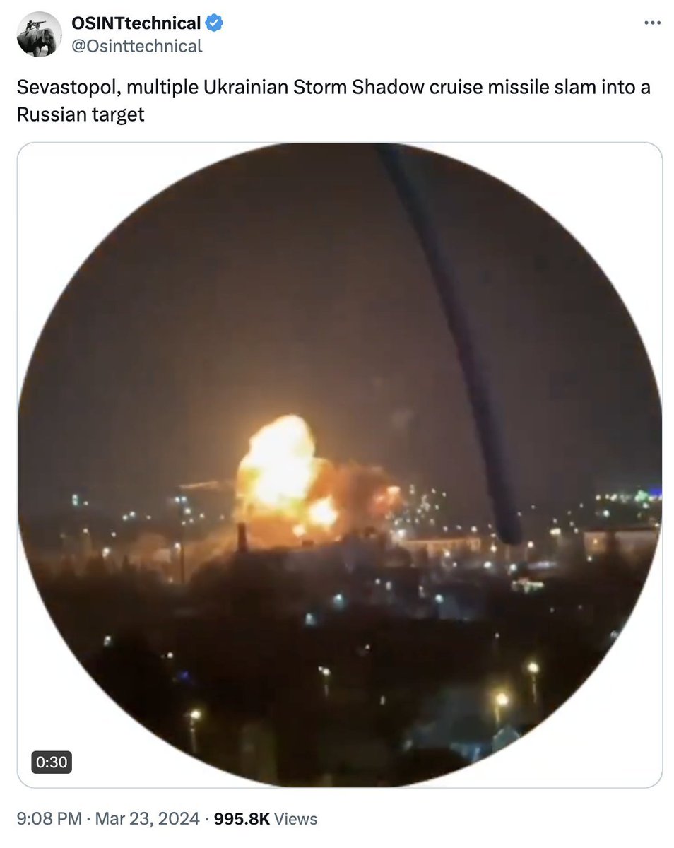 This video falsely claims to show the impact of Iran's retaliatory attack on Israel. In fact, the video shows Ukrainian missiles target Russian ships in Sevastopol on 23 March.