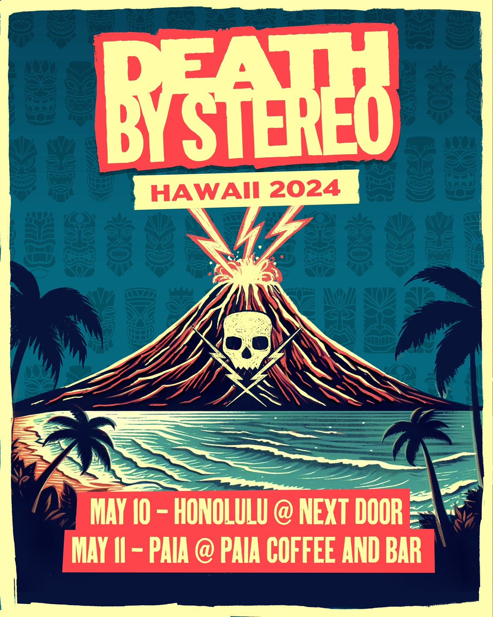 Death By Stereo is heading to Hawaii next month to play ! May 10th Honolulu @nextdoorhi May 11th Maui @paiabaycoffeeandbar Last time we played Hawaii was 2006! It’s been way too long! #deathbystereo #hawaii #maui #honolulu @skullandbolts