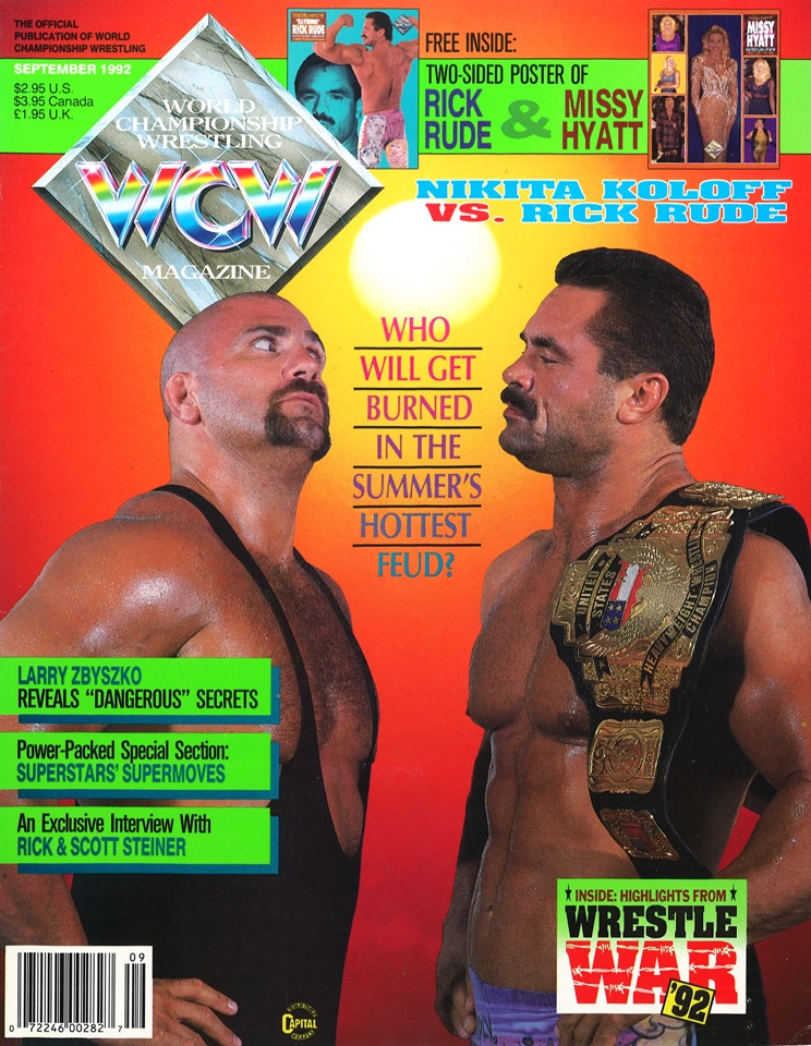 The cover of WCW Magazine during the summer of 1992, #RickRude vs. @NikitaKoloff1 for the U.S. Championship. One of my favorite wrestling feuds in 1992. #WCW #OldSchoolWrestling