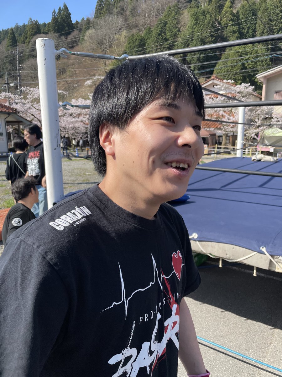 東京もんがきたぞーー！！！🏃‍♂️🏃💨 #新庄村でプロレス #がいせん桜プロレス