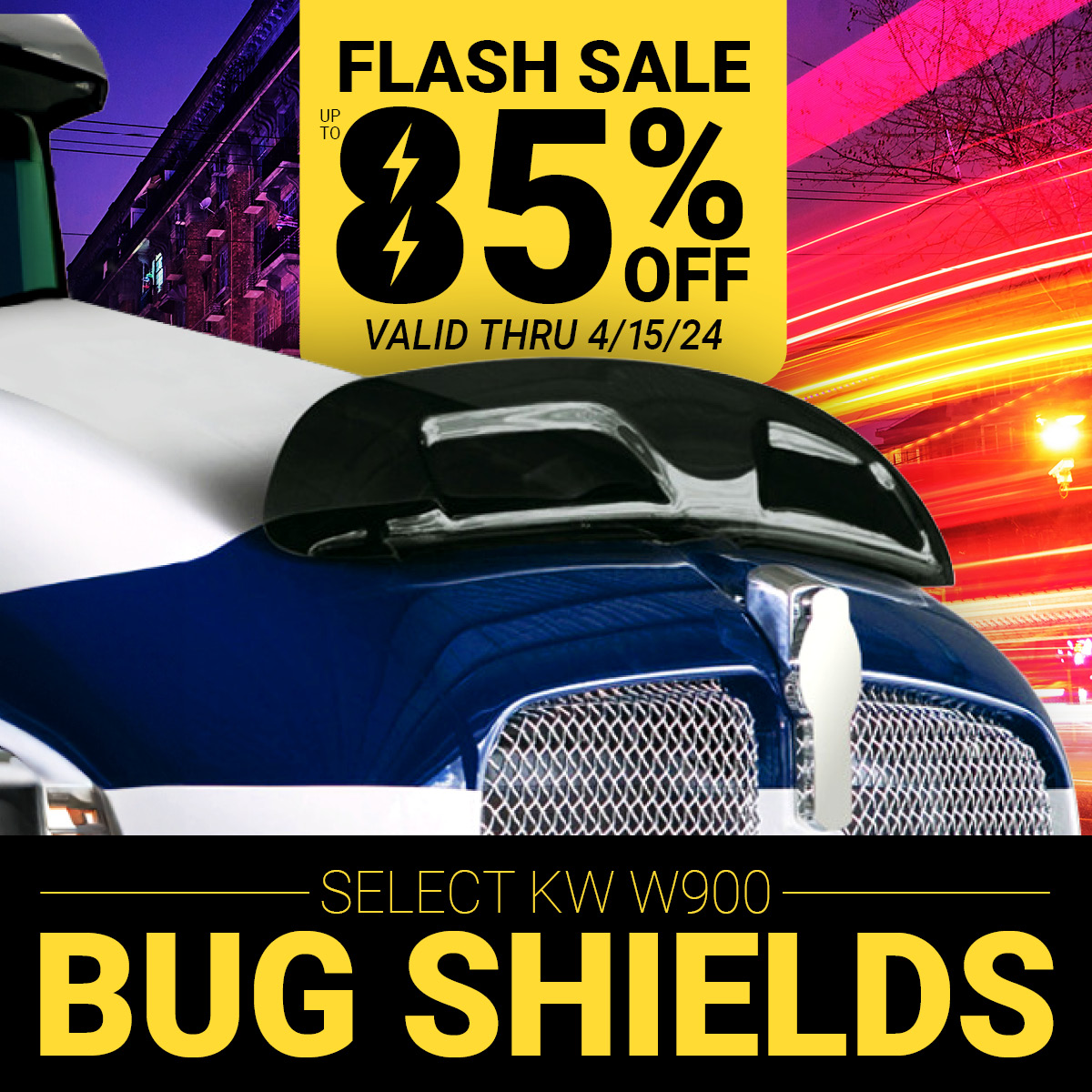 The bugs are back out.... 🦟🪰
Keep your truck clean with a select Kenworth W900 EGR Bug Shield! 
Hurry while they're up to 85% OFF:
4statetrucks.com/search/?search…
Ends 4/15 11:59 p.m. cst. 

#4StateTrucks #ChromeShopMafia #chromeshop #trucking #bigrig #truckers #diesel #bugshield