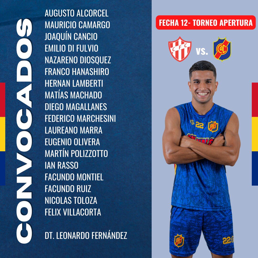 #PrimeraB🇹🇩 Los convocados para enfrentar a Cañuelas. #SiempreCole🇹🇩