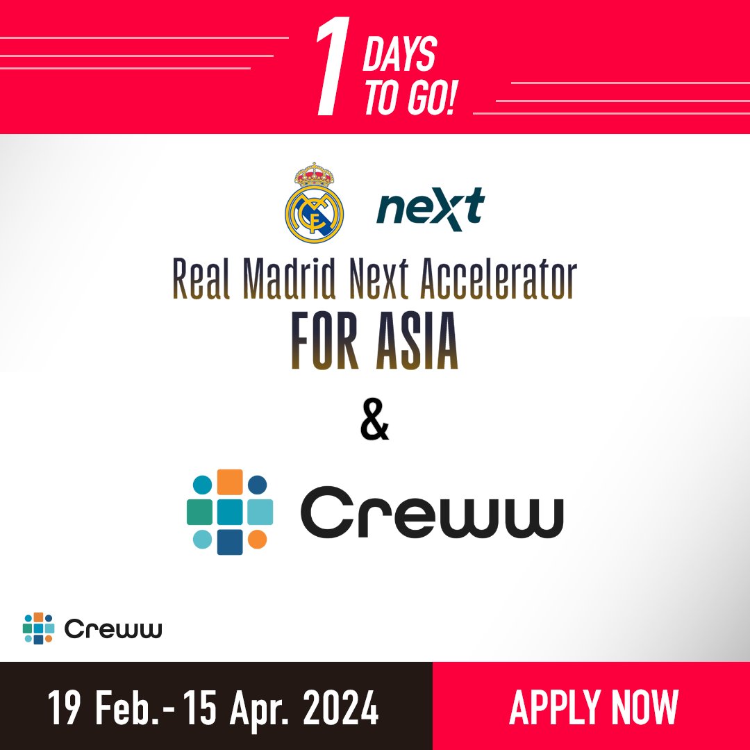 🚨 Deadline tomorrow! Don’t miss out on the #RealMadridNextAcceleratorAsia. Elevate your startup with global exposure. #SportsTech #HealthTech

👉 Last chance to apply: hubs.ly/Q02sG4SX0