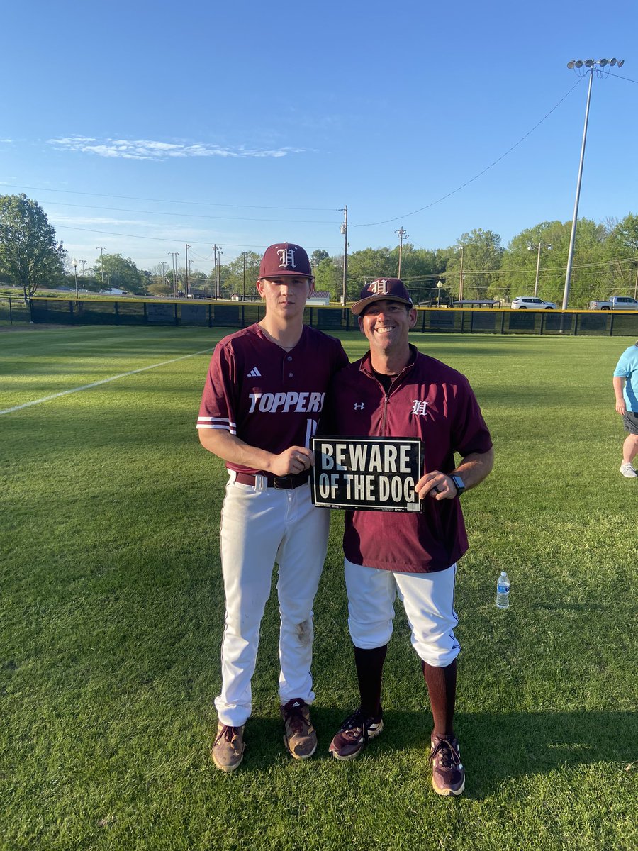 With a win over Independence today, Coach @G_Scott_G picks up his 100th win. Dog of the night goes to him and Twitterless Jonathan Childress. Chilly had a grand slam and 2 innings pitched with 5 Ks. ZERO WALKS as a staff today! #BewareOfDog