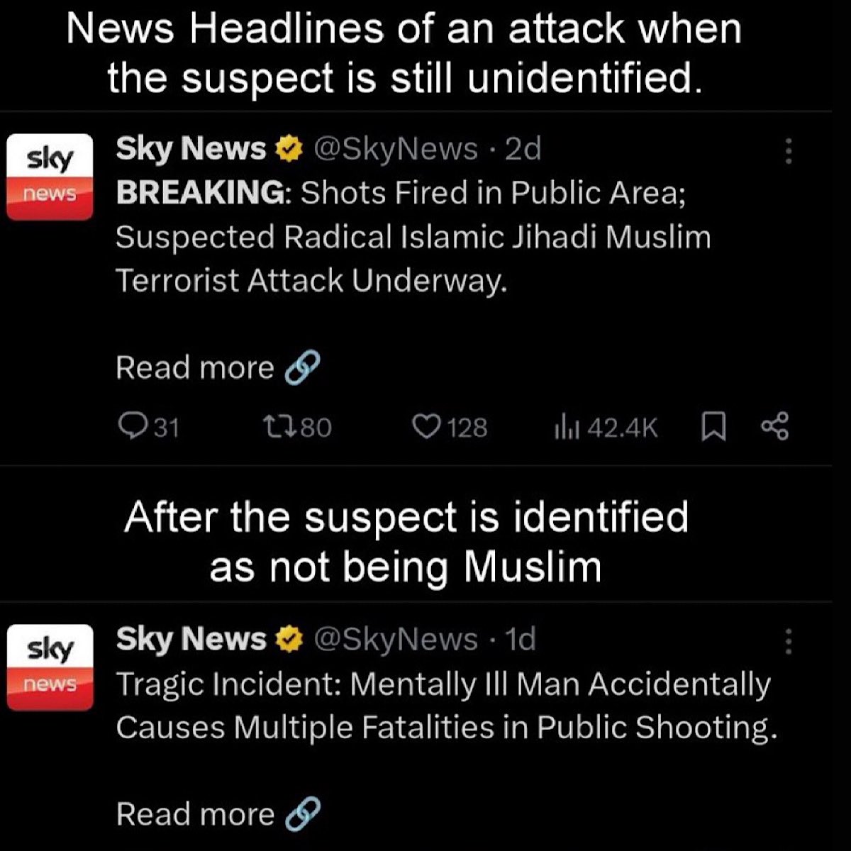 Look how quick the mainstream media changed their narrative when they realised the the terrorist in Bondi wasn’t a Muslim…
