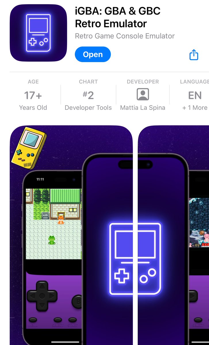 CentroPokemon's tweet image. Por primera vez en la historia de iOS, un emulador de GBA llega a la App Store gracias a las nuevas reglas de Apple.

apps.apple.com/app/igba-gba-g…