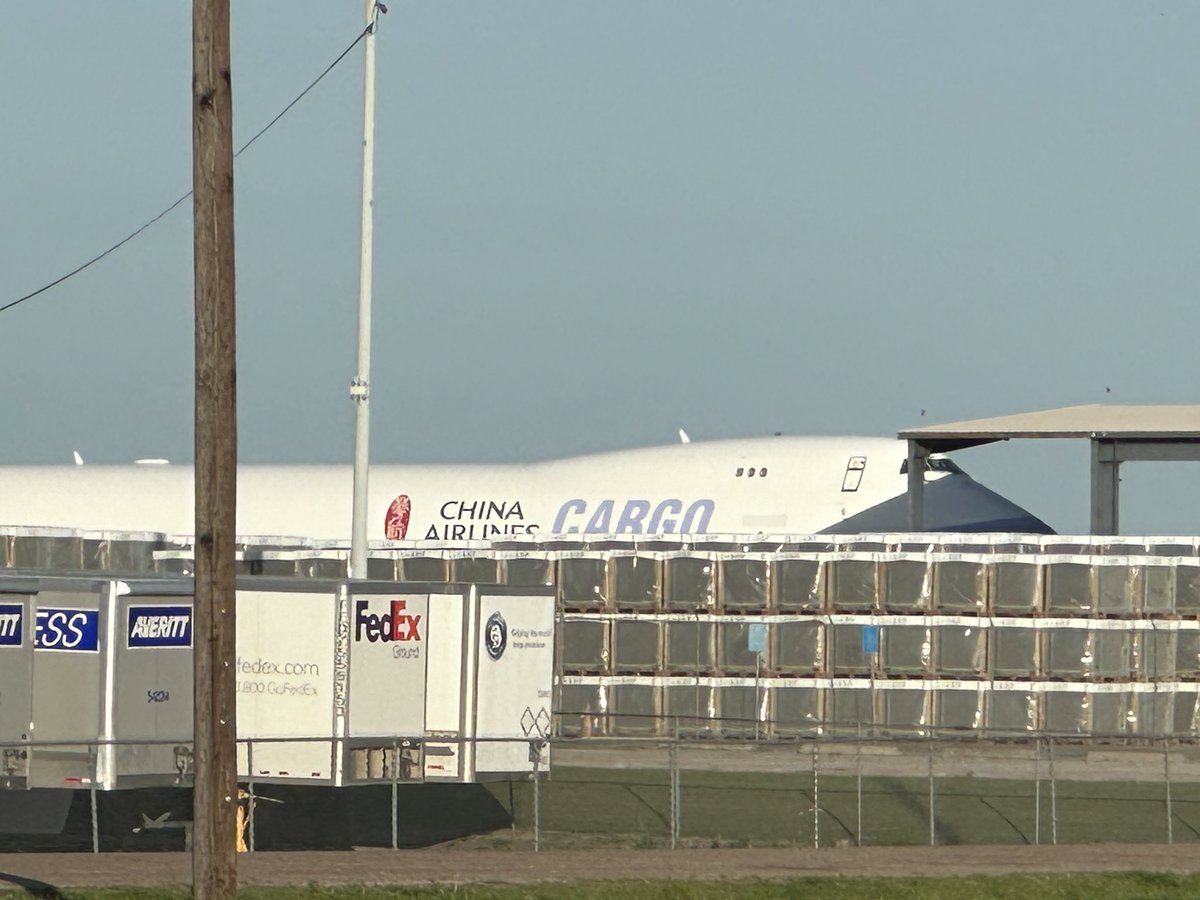 More things you don't see every day in Central Texas: A China Airlines cargo plane sitting on the tarmac at TSTC Airport. So weird.