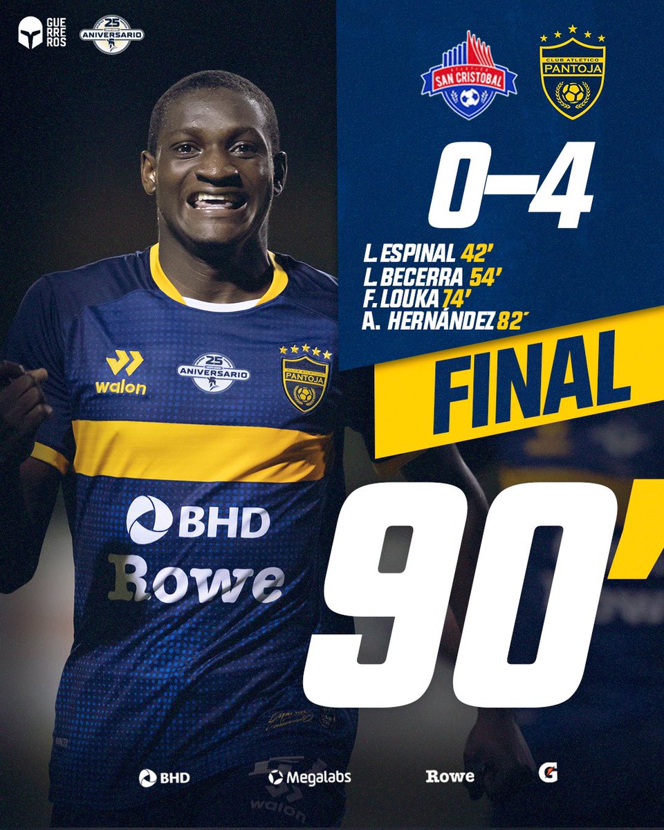 atleticopantoja's tweet photo. ¡GOLEADA A DOMICILIO!

Con goles de Luis Espinal, Leo Becerra, Frantz Louka y Aricheell Hernández, los Guerreros consiguieron su segunda victoria en la LDF 2024.

¡VAMOS GUERREROS! 💙💛💙 https://t.co/JUsvsnqpN3