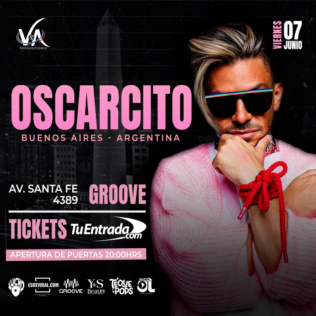 📣VUELVE OSCARCITO A ARGENTINA 🫶🩷 

Nos vamos a bailar en <a href="/PalermoGroove/">GROOVE Oficial</a> el viernes 7 de Junio🇦🇷 

¿ARE YOU READY?

Entradas disponibles en tuentrada.com
O en el link de la bio 🎫

#vyaproducciones 🧩

#oscarcito #argentina