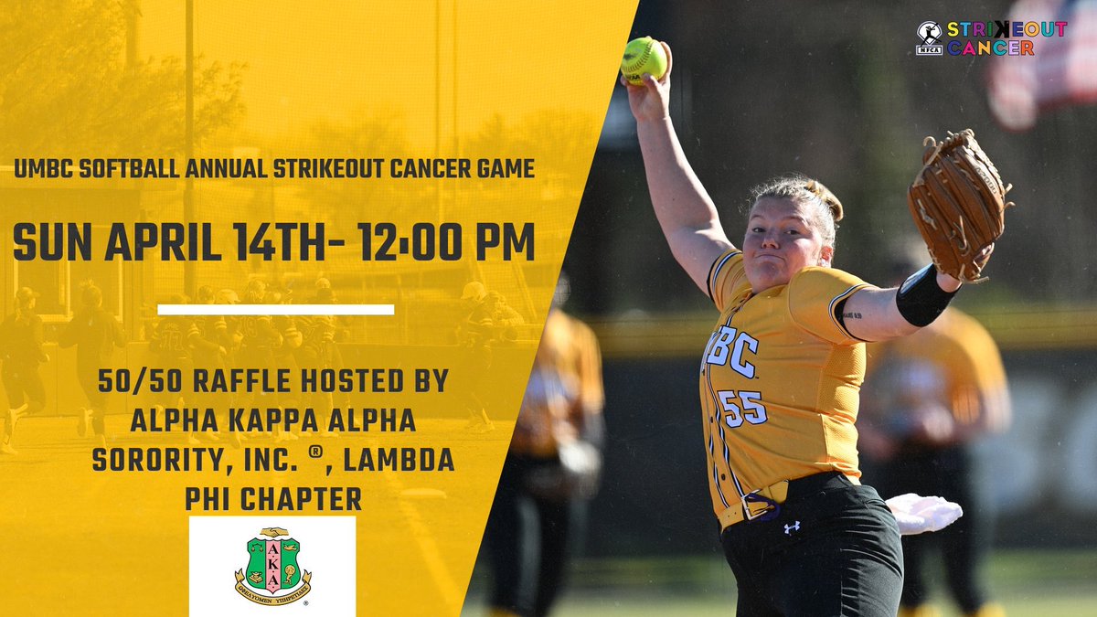 Come out to The Diamond at UMBC tomorrow for our Strike Out Cancer Game! Bring your cash (for the 50/50 raffle) and help support this great cause partnering with the Lambda Phi chapter of Alpha Kappa Alpha Soroity, Inc.! Dawgs vs Riverhawks at 12 PM! @umbcathletics