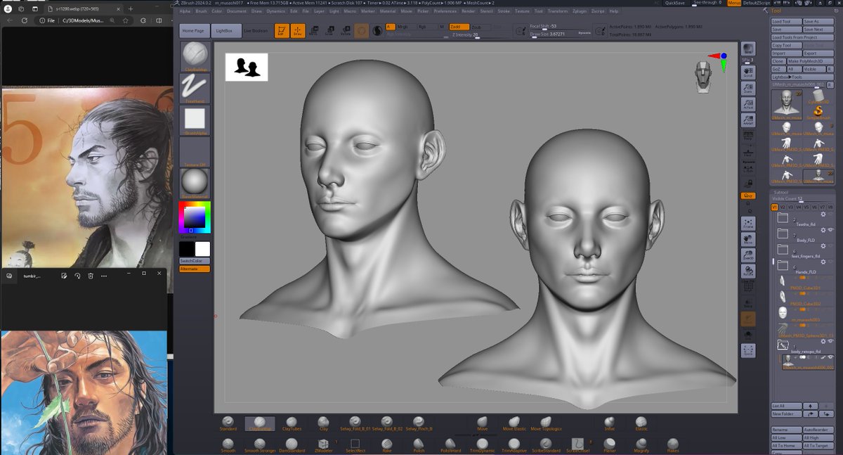 nchsoliveira's tweet photo. Musashi project moving slow but moving forward at least ahahah
Retopo was done and started to detail the head, rest of the body wont need much detail
hair is temporaly, just a sketch to help with the head and face shape/details https://t.co/Wu69DGEN8t