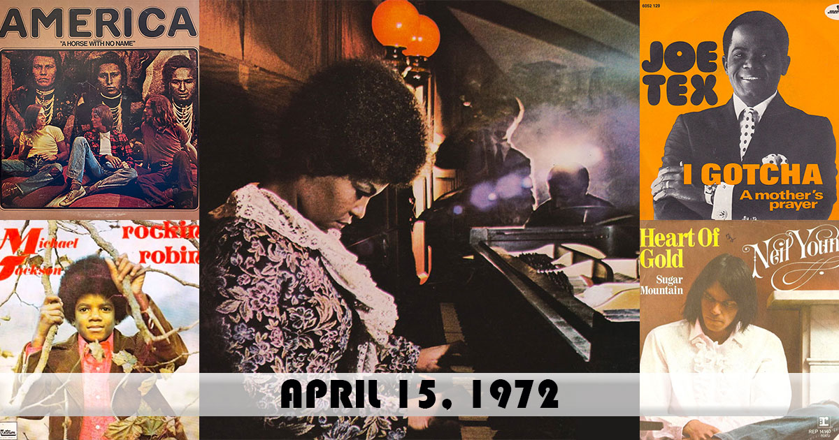 Here were the top songs on this day in 1972:
1. 'The First Time Ever I Saw Your Face' - #RobertaFlack
2. 'A Horse With No Name' - #America
3. 'I Gotcha' - #JoeTex
4. 'Rockin' Robin' - #MichaelJackson
5. 'Heart Of Gold' - #NeilYoung