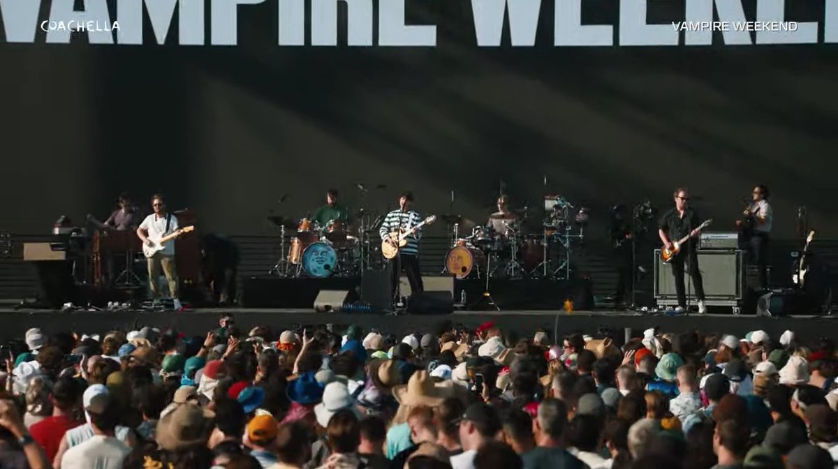teamvampyweeks's tweet photo. Vampire Weekend is playing at Coachella right now - the last time they played at this festival was in 2013. The band walked on stage to All the Gold in California by Larry Gatlin. #VWCoachella2024 Tune in to the livestream here: https://t.co/5nE9MCCttk https://t.co/7T2goHX4Hu