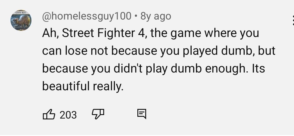 Comment section from Excellent Adventures of Gooteks and Mike Ross holiday special. Still applies to fighting games to this day.