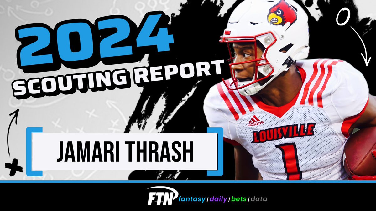 🚨2024 Prospect Series🚨 Here is my scouting report on Jamari Thrash, WR, out of Louisville. 🔗: ftnfantasy.com/articles/FTN/1… •Bio •Stats •Write up •Role predictions •Player comps •Injury Report •Film clips All in one place and will be updated throughout the draft…