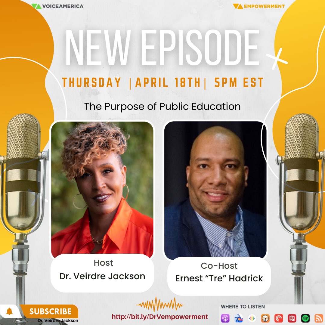 Thank you @iamdrveirdrejackson for this amazing opportunity! • • What is the purpose of public education? • • This is such an important topic & conversation. • • Tune in - Thursday 4/18/2024 at 5:00pm EST