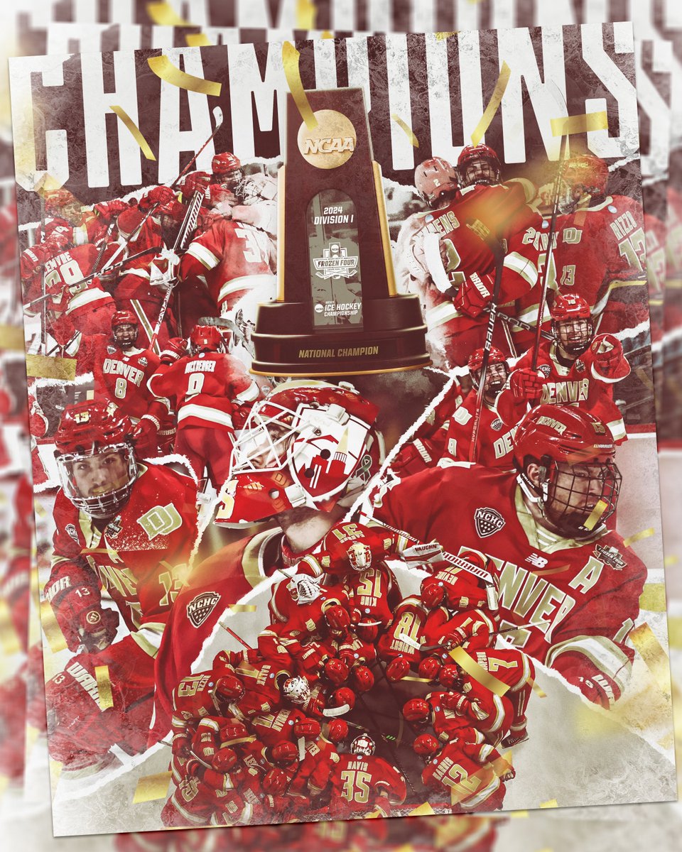 NCAAIceHockey's tweet image. 🏆 𝐃𝐄𝐍𝐕𝐄𝐑 𝐈𝐒 𝐓𝐇𝐄 𝐍𝐀𝐓𝐈𝐎𝐍𝐀𝐋 𝐂𝐇𝐀𝐌𝐏𝐈𝐎𝐍𝐒 🏆

Denver is the 2024 DI Men’s Ice Hockey National Champions for the 10th time in program history after defeating Boston College, 2-0!

Making the Pioneers the first NCAA team to reach 🔟 Men’s Ice Hockey National…