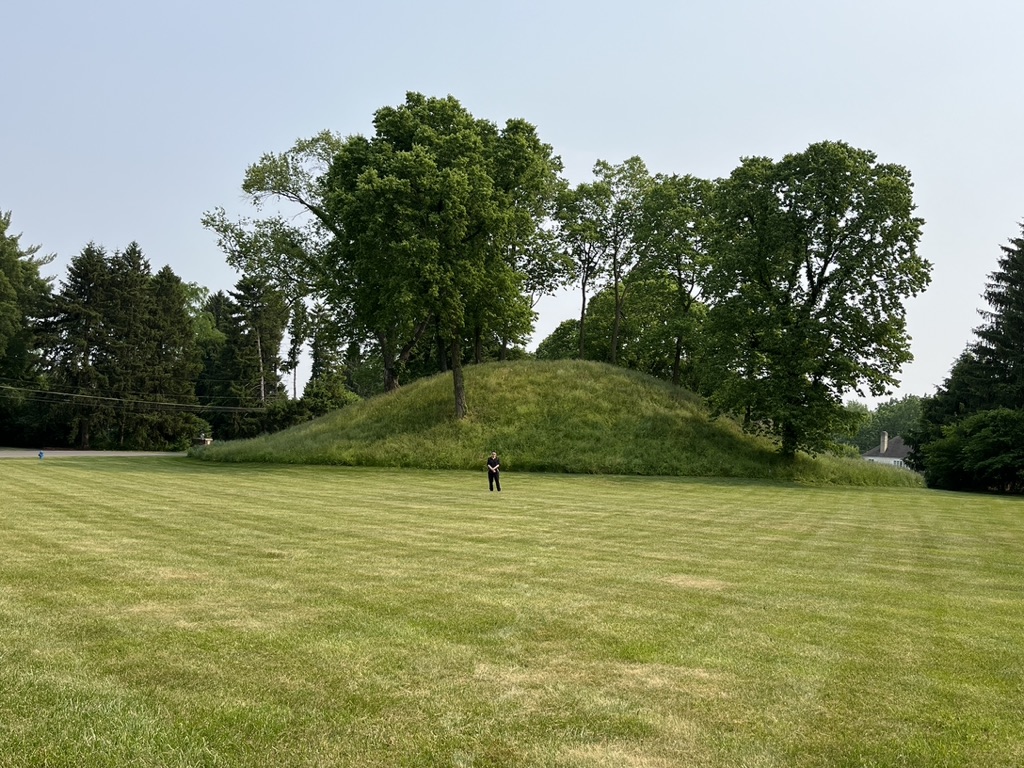 Jeffers Mound in Athens, Ohio constructed in 100 BC and used until 400 AD. It was connected to a large square earthwork which was destroyed.