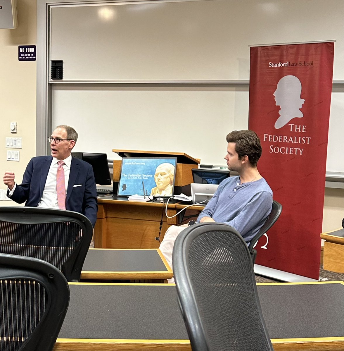 SLSFedSoc's tweet photo. A busy few weeks, including conversations with Professors Michael Paulsen and Michael McConnell on Section 3, Mr. Louis Capozzi on the Major Questions Doctrine, and Judge Stephen Clark on life as a district court judge. Thank you to all of our speakers! https://t.co/FzUWmjBwQT
