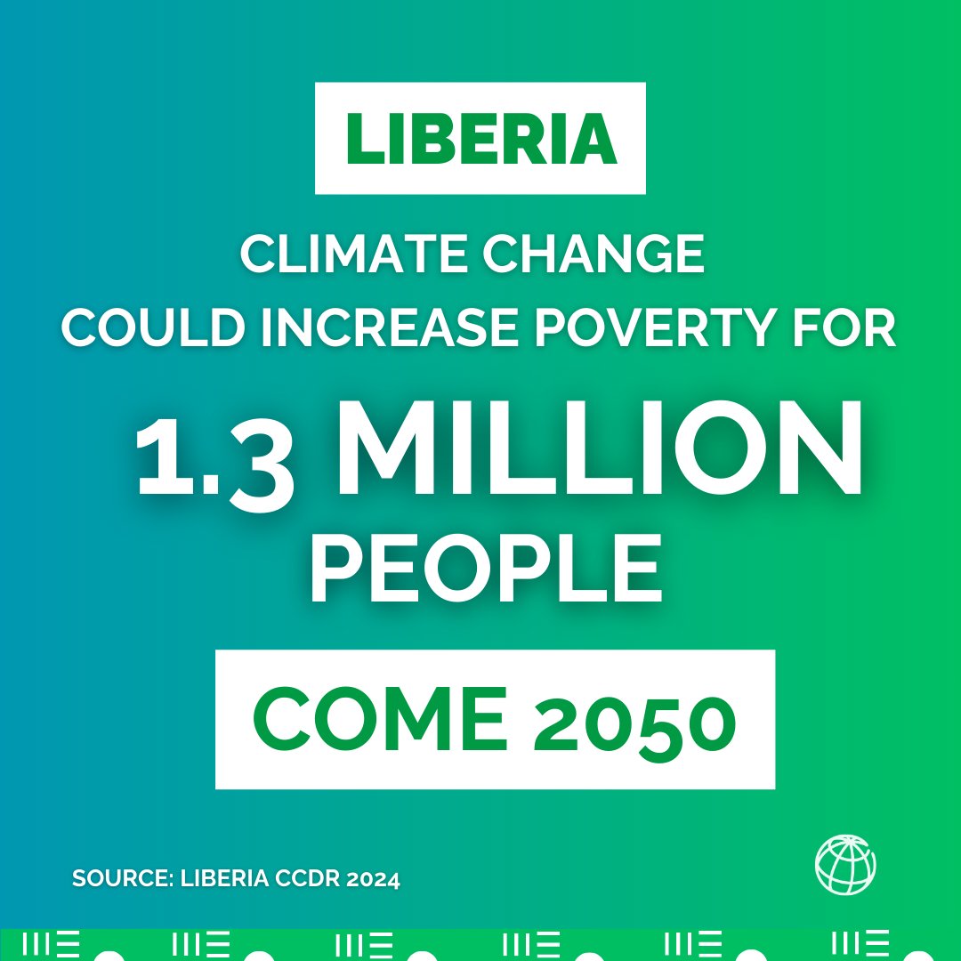 Despite being one of the countries with the lowest Greenhouse Gas (GHG) emissions, #Liberia is highly impacted by climate change. Discover recommended actions to change course in the #LiberiaCCDR: wrld.bg/6Ww850R9STc #ClimateAndDevelopment