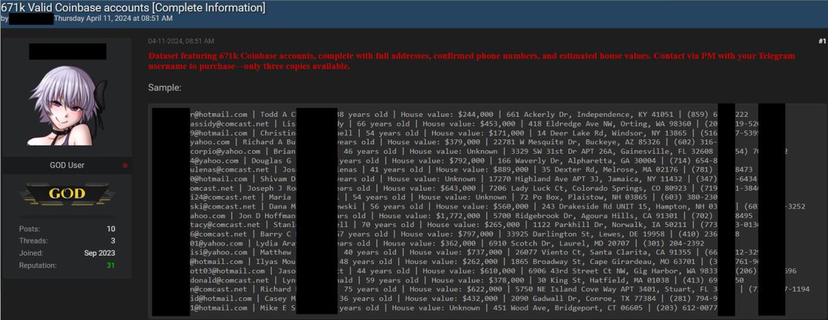 0x2Joy's tweet photo. @bax1337 @jp_koning Cybercriminals are already exploiting flaws in the registration systems of several major cryptocurrency exchanges, with Coinbase being among their targets. They are then associating valid user accounts with indicators of their net worth, such as Zillow. https://t.co/7JLoWUaDML