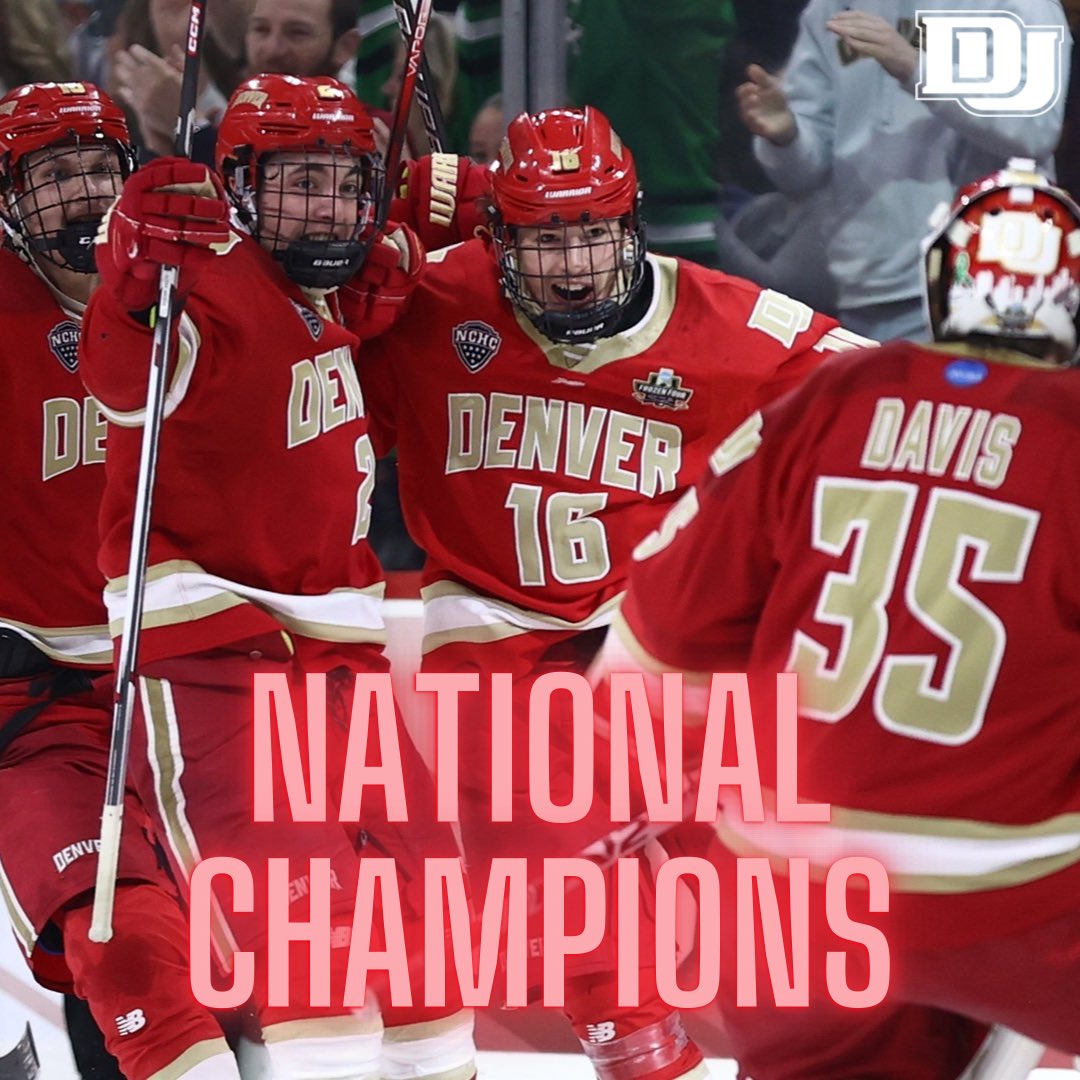 THE MOST EVER. 

@DU_Hockey does it‼️ bringing the trophy back to campus 🏆

📸: @DU_Pioneers 

#UniversityOfDenver