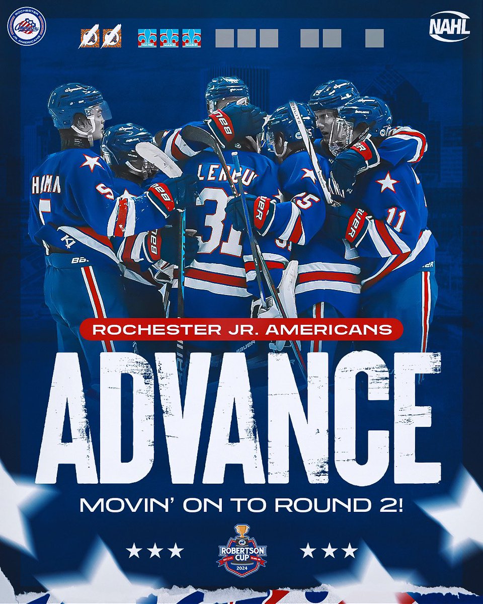 WE’RE MOVIN’ ON! ➡️

The Jr. Americans advance to Round 2 with matchup versus Maine!!! #LetsGetRowdy