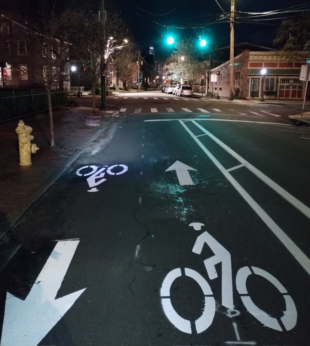 Did they really put down the paint for the rest of the cycletrack?? Two notes:
1. Be still, my heart 
2. This absolutely will not work without a legion of delineators