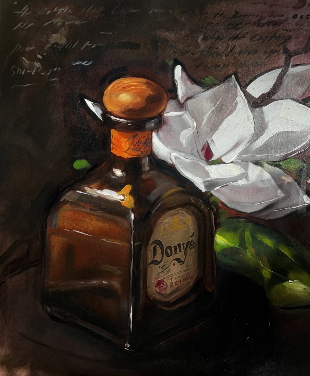 TDonyee's tweet photo. This is a Painting I made about 
temptation Titled  
“The Bottle That Cost Me My Flower”🥃 https://t.co/0f6fOm0fAZ