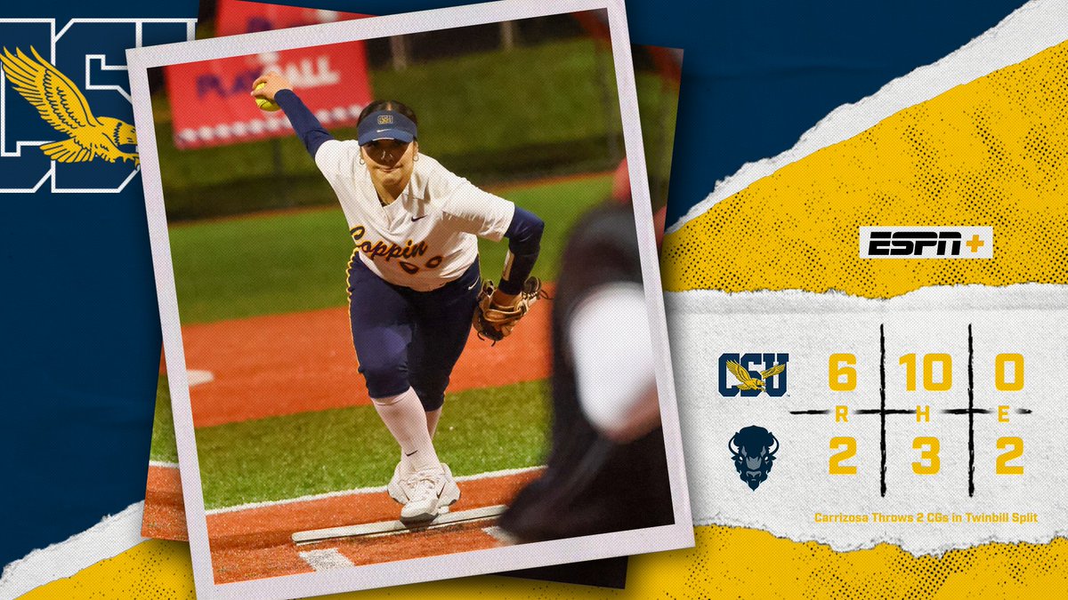 FINAL! @vvuhnehsuh no-hits Howard thru first 6.0 innings of Game 2: @Coppin_Softball Splits @MEACSports Doubleheader with 1st Place Howard! Carrizosa also went over 500 innings pitched in her career with 2 complete games tonight! #AyeCoppin #BeMORE