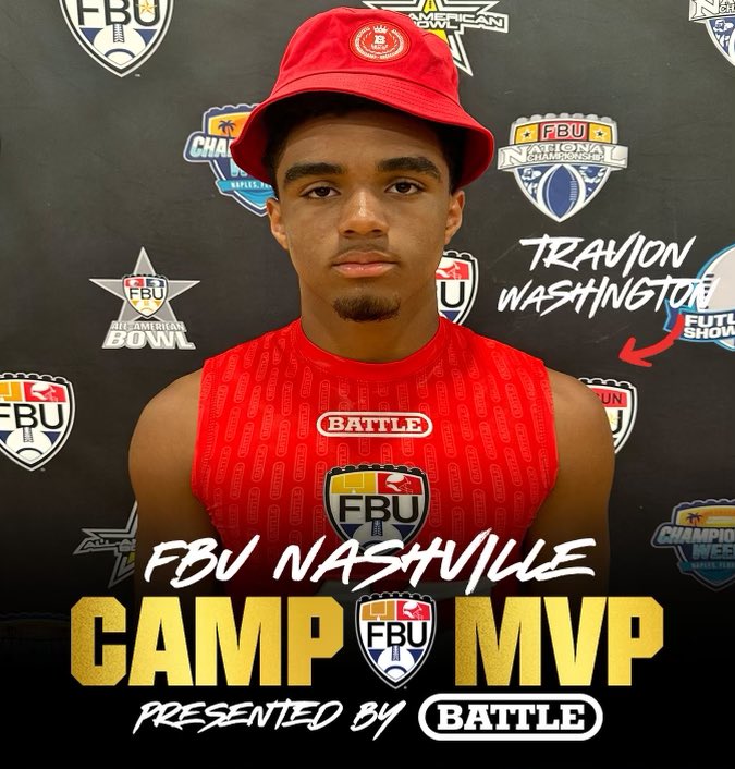 MVP STATUS ✅ Congratulations to Travion Washington @TravionWas24901 on being named the Middle School Battle Sports Camp MVP at FBU Nashville 👏👏 See you in Paradise 🌴🏈 #PathToNaples #ParadiseCoast #FBU #GetBetterHere