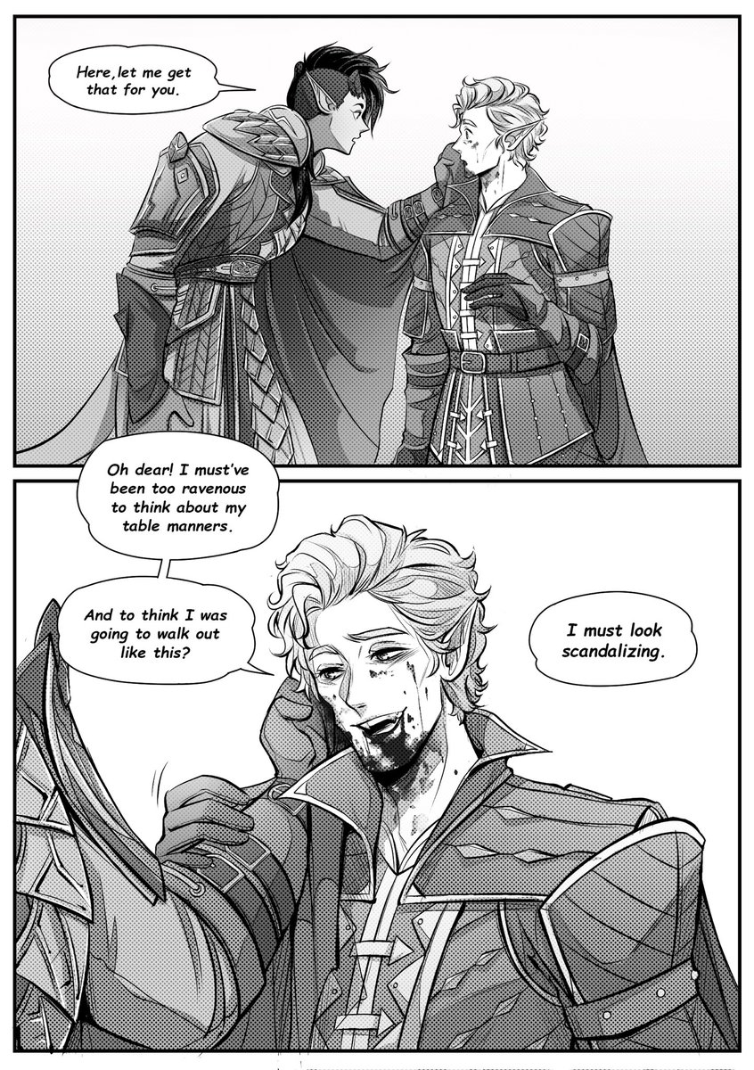 sohdameatball's tweet photo. Do you find Astarion covered in blood beautiful? Karlach does 😌

A Karlach/Astarion comic (1/2)

#astarion #karlach #fireblood #hellspawn #BG3 #BG3fanart https://t.co/CI22oH2IDT