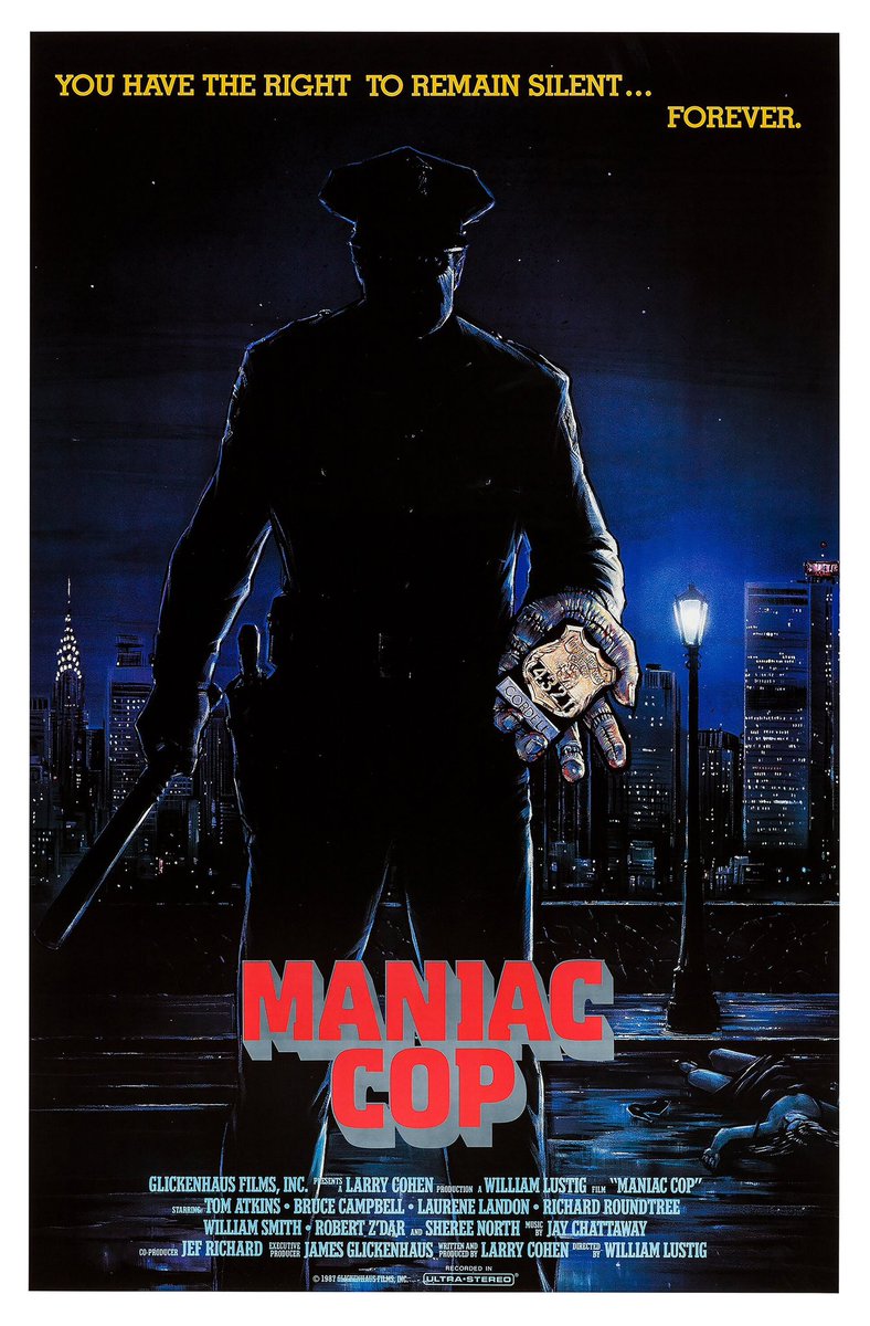 You know what’s a really great movie? I’ll tell ya! Maniac Cop is a really great fucking movie. I always keep it in my “NYC sleaze” category but, it really is shot, written, directed and acted very well! (Intrusive thought…sorry). #MutantFam #ManiacCop