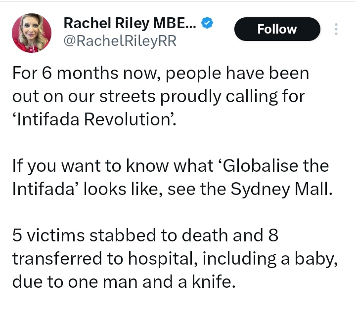 Sydney Morning Herald confirm identity of the man behind the #SydneyAttack as Queensland's Joel Cauchi, age 40. Assistant Commissioner Anthony Cooke reiterated the attack was NOT terror-related - despite what Rachel Riley, Julia Hartley-Brewer & thousands of others tweeted on @X.