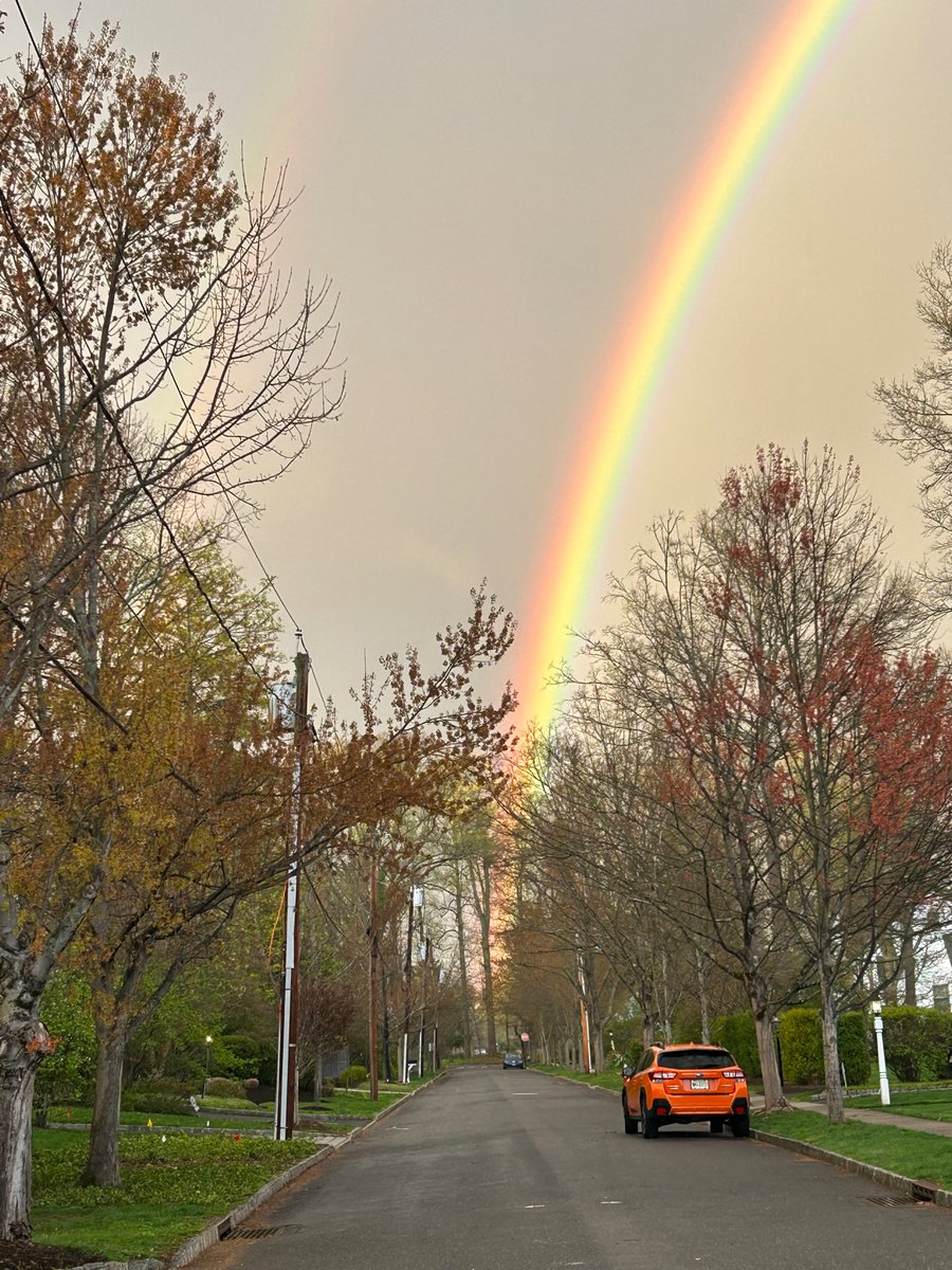 amazing rainbow rising out of Ober Rd., Princeton & arching into the sky. (photo: Kate Hughes)