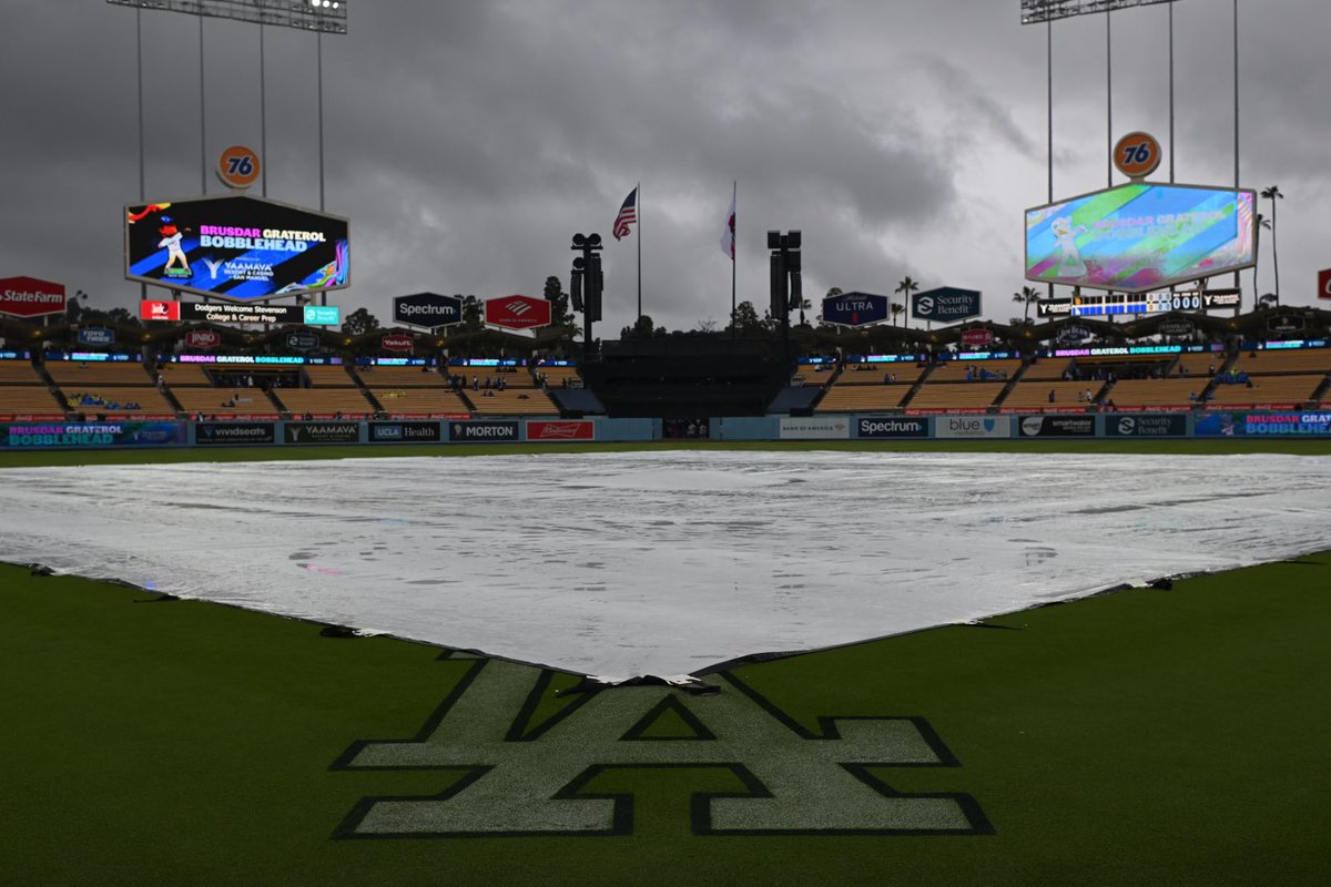 Due to inclement weather, tonight's game will be starting with a rain delay. We will provide updates as available.