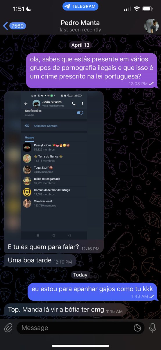 uns prints dos mesmos quando foram confrontados
