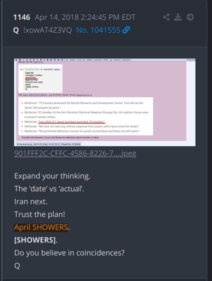 Check the date delta on this Q drop.. May flowers?...🤔🤔