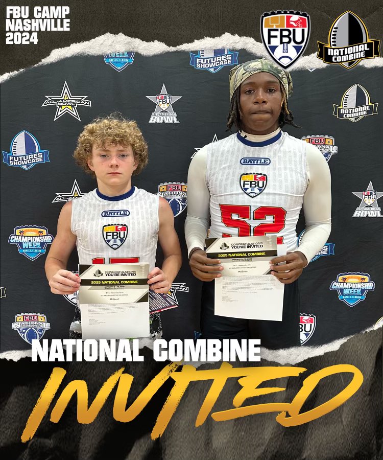 Football University (@fbucamp) on Twitter photo HEADED TO THE DOME 👏
Congrats to <a href="/Vj_Slaughter/">Vernon“VJ⭐️”Slaughter</a> & <a href="/SchuchTyden/">Tyden Schuch</a> at FBU Nashville on securing the Golden Ticket to the 2025 National Combine in San Antonio 🏈⭐️
#FBU #GetBetterHere HEADED TO THE DOME 👏
Congrats to <a href="/Vj_Slaughter/">Vernon“VJ⭐️”Slaughter</a> & <a href="/SchuchTyden/">Tyden Schuch</a> at FBU Nashville on securing the Golden Ticket to the 2025 National Combine in San Antonio 🏈⭐️
#FBU #GetBetterHere