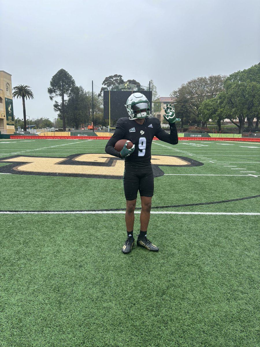 After an amazing Unofficial Visit and great Conversation with Coach Yerty I am blessed to have received my 3rd Division 1 Offer from Cal Poly!! @wesyerty24 @BThompson_BT @ArmondSr @Coachrogers76 @Cajon_Football @GregBiggins @BrandonHuffman @adamgorney @On3Recruits