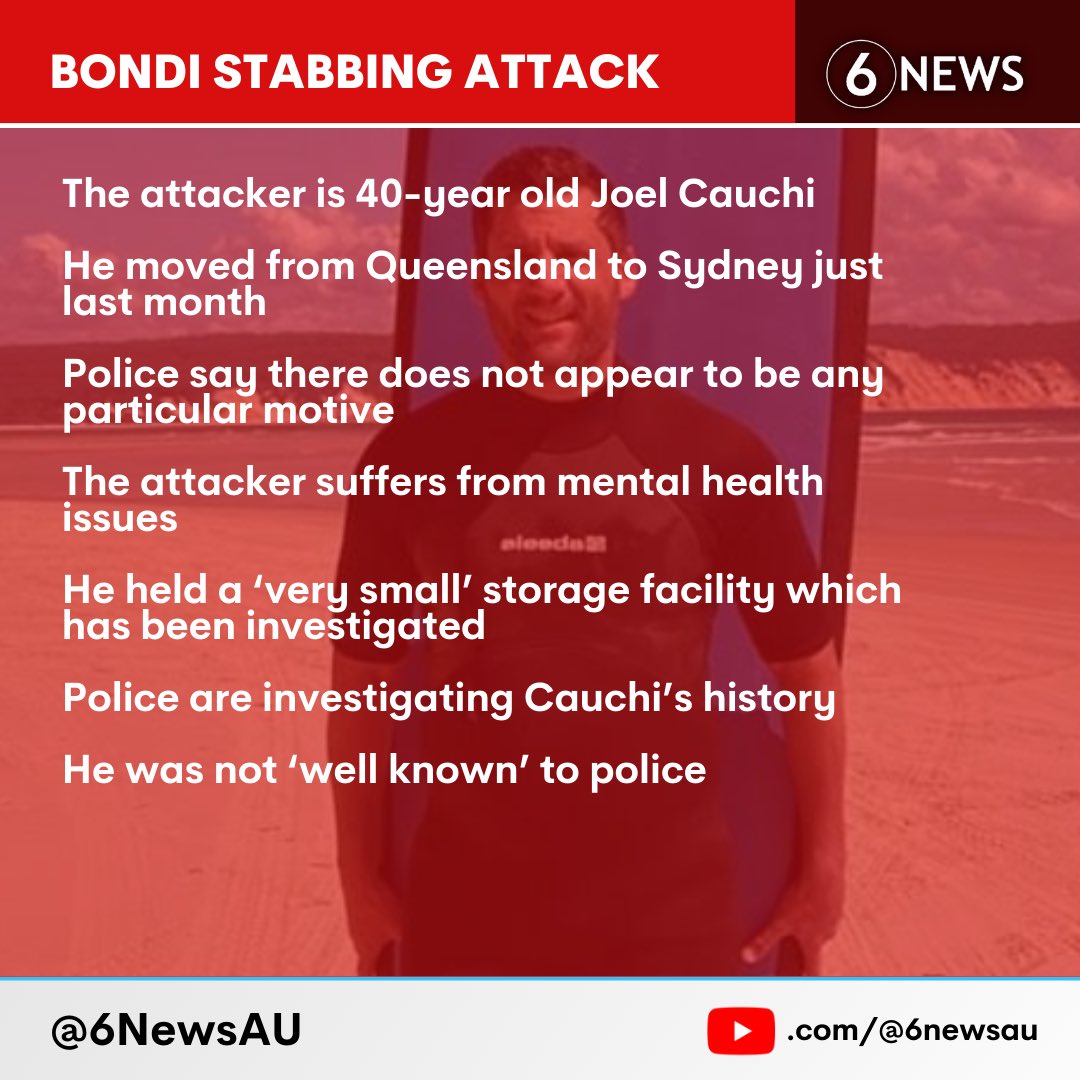 6NewsAU's tweet photo. #UPDATE: Here is what we know as of 10:55am AEST this Sunday, following the stabbing attack in Bondi Yesterday.

#6NewsAU | https://t.co/eU0kSSqP9E https://t.co/iPGrIMAv3y