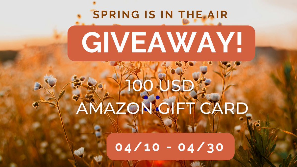 🌻 It’s Springtime!🌻Spring Is in the Air! 🌻 Spring Is in the Air Giveaway from 04/10/24 to 04/30/24 Follow 10 authors on Bookbub who write in Crime, Horror, Suspense and Thriller for your chance to win a $100 Amazon GC prize. To enter the giveaway: tinyurl.com/yzymh72w