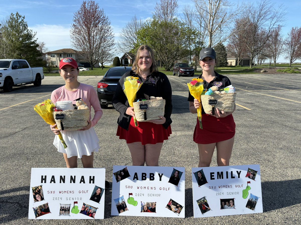 Senior day for our ladies!! Thank you three for what you have done for the program! We wish you the best! ⛳️🤍