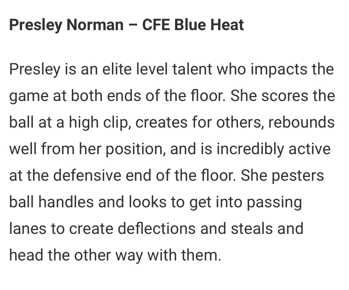 CFE - Blue Heat 16u players Evie Freeman c/o 2026 and Presley Norman c/o 2027 getting some well deserved recognition from @JrAllStarFla @Evie_Freeman5 @presleynorman24 @CFE_BASKETBALL @BollesHoops