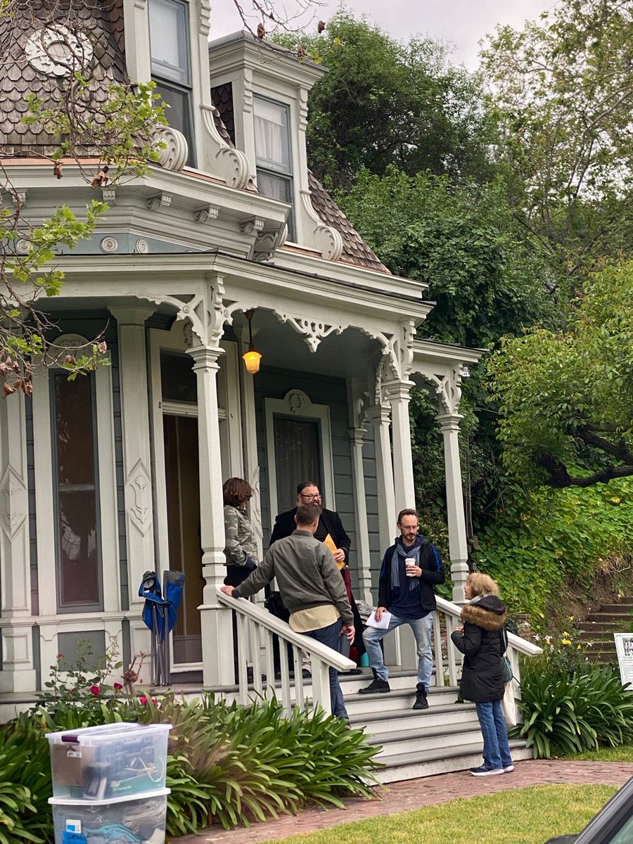 MarcZicree's tweet photo. First day shooting in Heritage Square on Elaine's feature The Voiceless Roar. Chris Pine dropped by to wish Elaine well. What a great guy! @ChrisPine #StarTrek #dungeonsanddragons #Hellandhighwater #Princessdiaries2 https://t.co/mVJxWdyK0I
